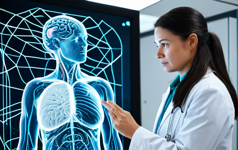 The Gut-Brain Connection**
A professional, adult female researcher in a modest lab coat, thoughtfully observing a dynamic holographic projection. The projection displays intricate, interconnected neural pathways linking a stylized human brain and gut, symbolizing the complex gut-brain axis. The background is a clean, modern research laboratory bathed in soft, ambient lighting. The subject is fully clothed in appropriate attire, professional dress, natural pose, perfect anatomy, correct proportions, well-formed hands, proper finger count, natural body proportions. High-quality professional photography, safe for work, appropriate content, family-friendly.

**
