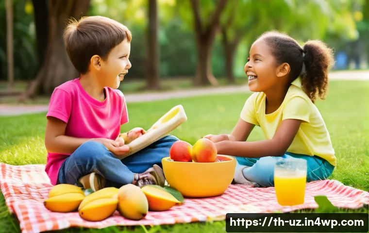 각 연령대별 맞춤형 영양 필요성 - **Prompt for Childhood Nutrition:** "A vibrant, high-angle shot capturing a diverse group of happy, ...